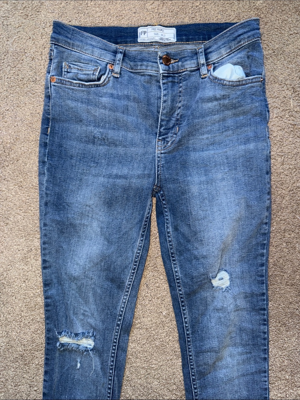 Free People Light Blue Distressed Skinny Jeans